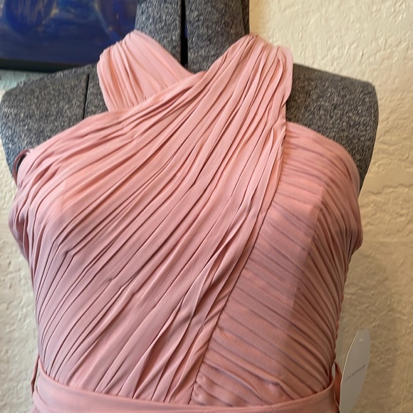 Floaty crepe dusty pink halter neck dress US4 UK8 new ASOS Little Mistress - Picture 3 of 5